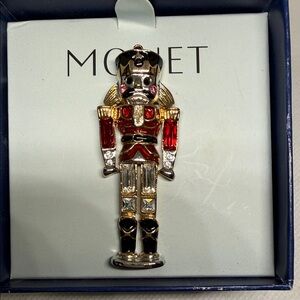 Monet Brooch Vintage Gold and Silver Tone Nutcracker In Original Box.